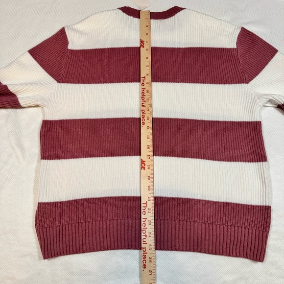 Hollister Women's Crewneck Sweater in Burgundy and White Stripes - Size Small - Picture 13 of 15